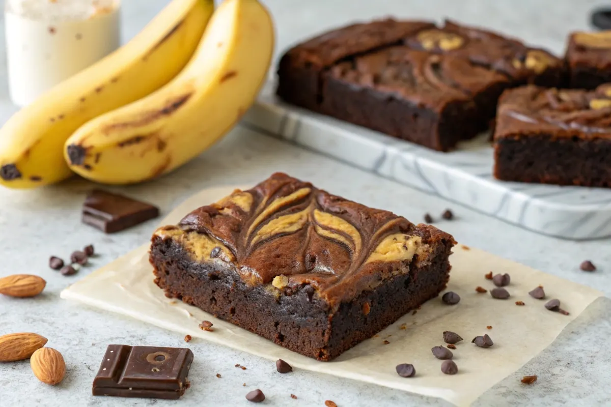 Banana brownies with a rich, fudgy texture.