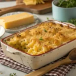 Old-fashioned baked macaroni and cheese with creamy cheese and crispy topping.