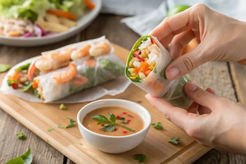 How to Eat Shrimp Spring Rolls